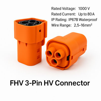 IP67B EV соединитель 3-прикольный пластик 1000V 80A для аккумулятора A / C PTC