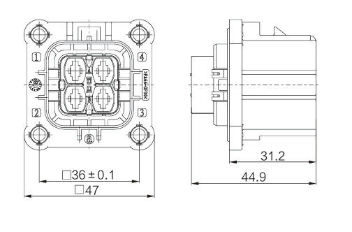 Высоковольтный разъем Neopower 4 Pin 40A 1000V для электромобилей и промышленного применения